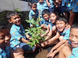 「子供の森」計画に参加しているインドネシアの子どもたち