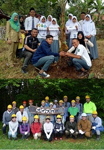 上／インドネシアでは活動に大きな広がりがみられた 下／森林整備を終え、看板も設置（広島県支部）